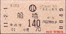 東武 自動販売機券